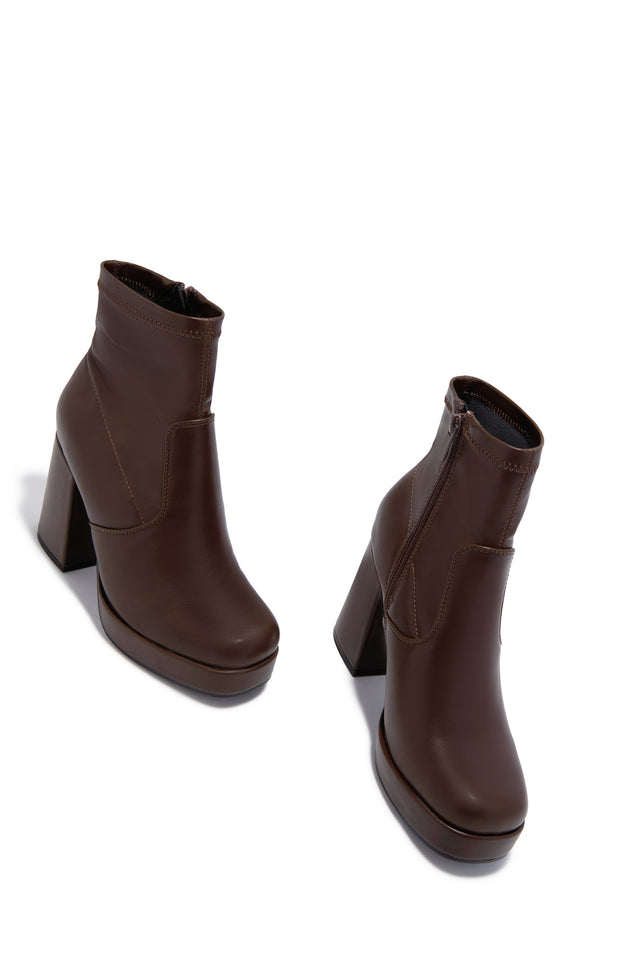 Load image into Gallery viewer, Masey Platform Block Heel Ankle Boots - Brown
