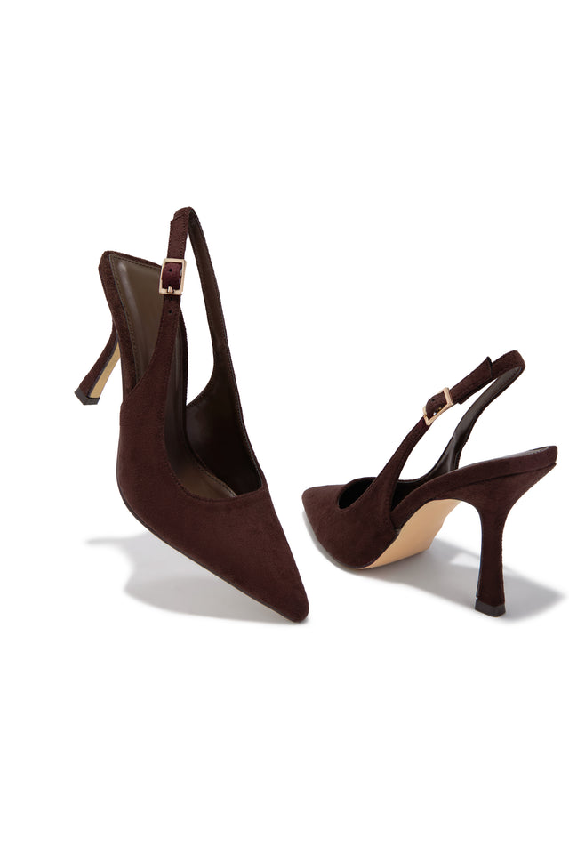 Load image into Gallery viewer, Carianna Faux Suede Slingback Pumps - Brown

