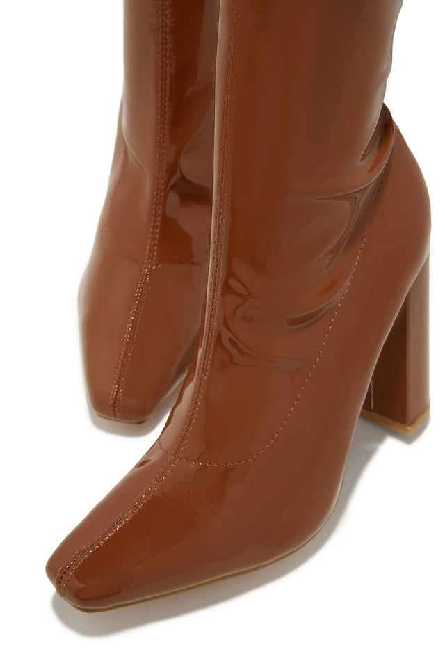 Load image into Gallery viewer, Ericka Block Heel Over The Knee Boots - Tan
