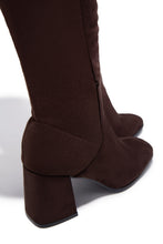Load image into Gallery viewer, Mandy Block Heel Over The Knee Boots - Brown Suede
