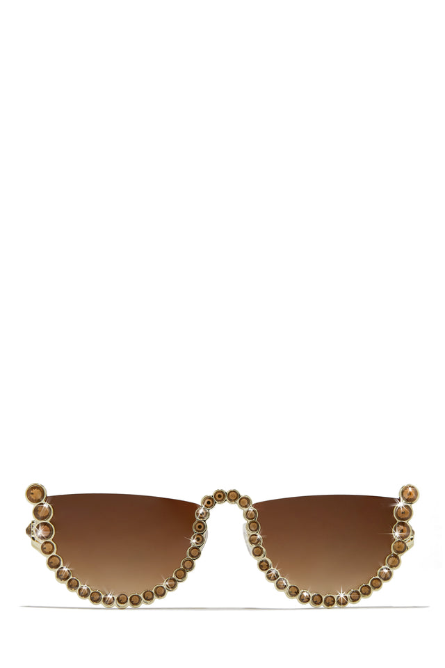Load image into Gallery viewer, Brown Embellished Sunglasses
