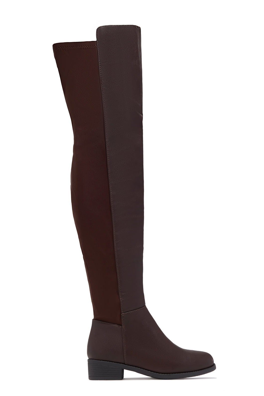 London Flat Over The Knee Boots - Brown PU