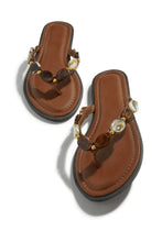 Load image into Gallery viewer, Kehlani Slip On Thong Strap Sandals - Brown
