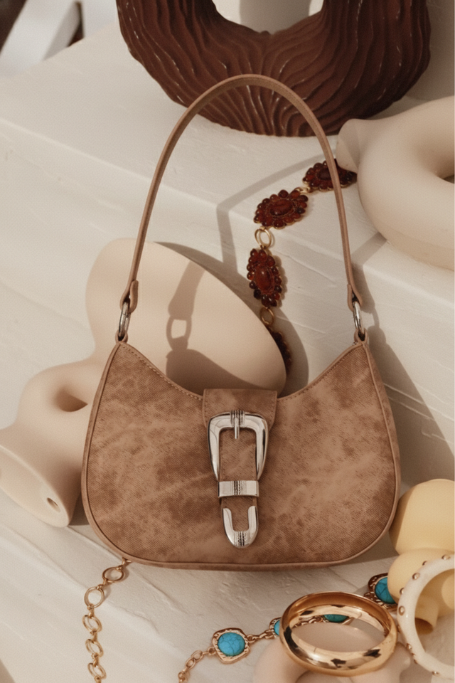 Load image into Gallery viewer, Brynn Buckle Strap Shoulder Bag - Nude
