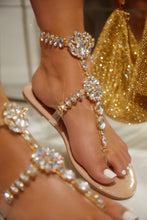 Load image into Gallery viewer, Women Wearing Nude Embellished Sandals
