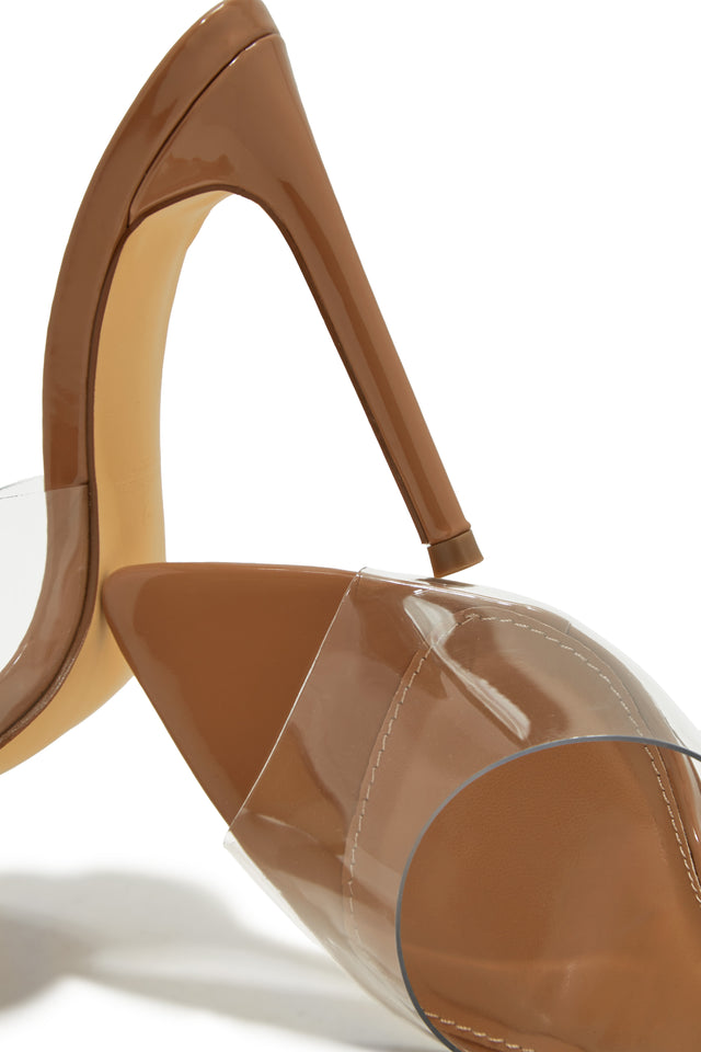 Load image into Gallery viewer, Ionic Clear Strap High Heel Mules - Camel
