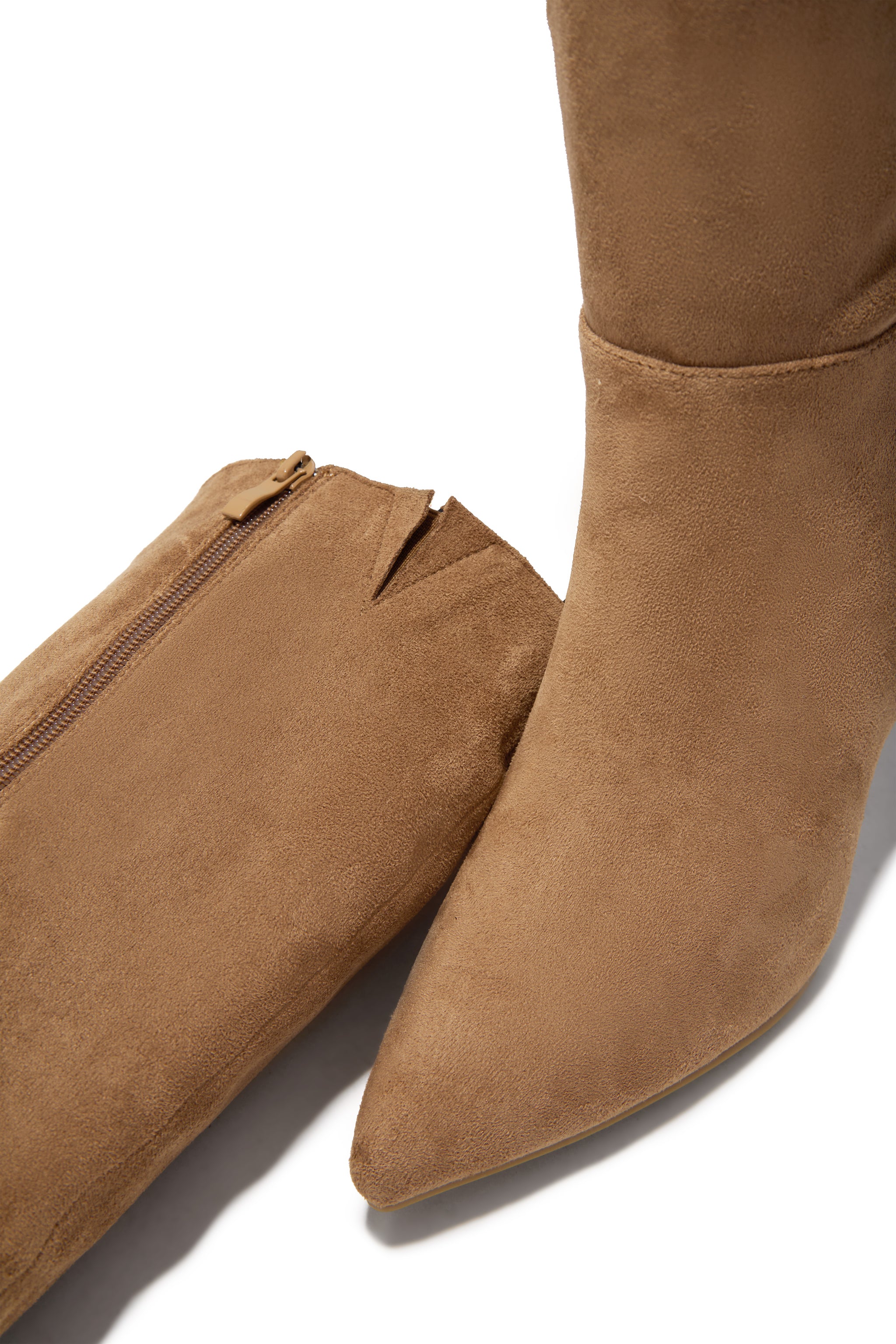 Miss Lola | Zama Camel Suede Knee High Heel Boots – MISS LOLA