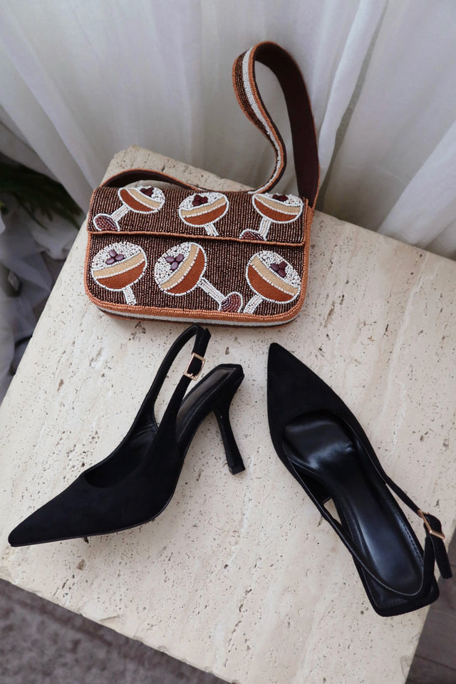 Load image into Gallery viewer, Carianna Faux Suede Slingback Pumps - Black
