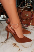 Load image into Gallery viewer, Carianna Faux Suede Slingback Pumps - Chestnut
