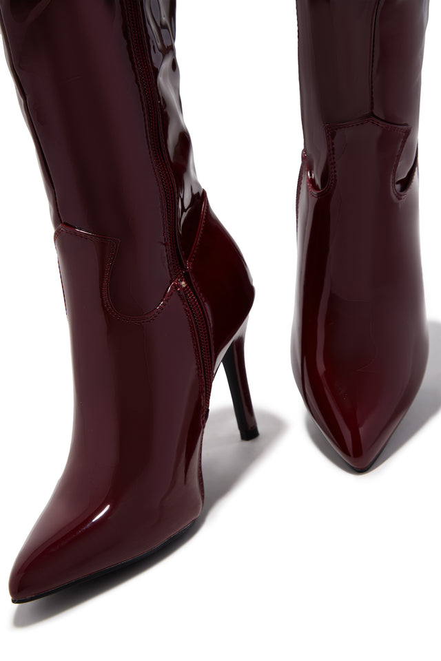 Load image into Gallery viewer, Naydine Knee High Heel Boots - Cherry
