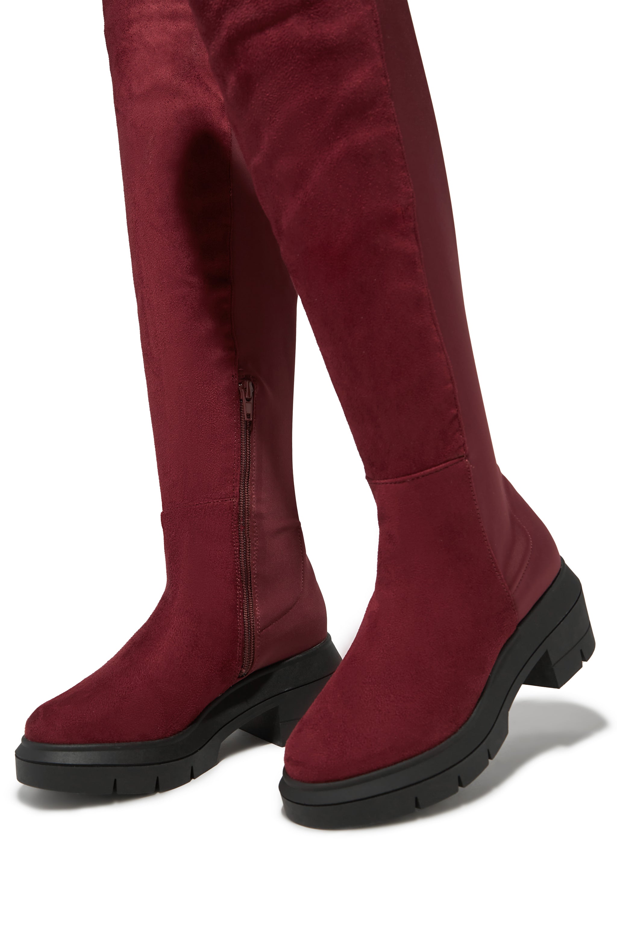 Miss Lola Zerah Burgundy Over The Knee Boots MISS LOLA
