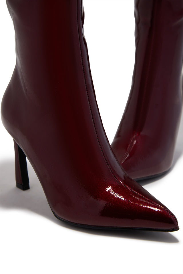Load image into Gallery viewer, Kymmie Below The Knee Heel Boots - Cherry
