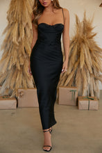 Load image into Gallery viewer, Black Satin Maxi Dress
