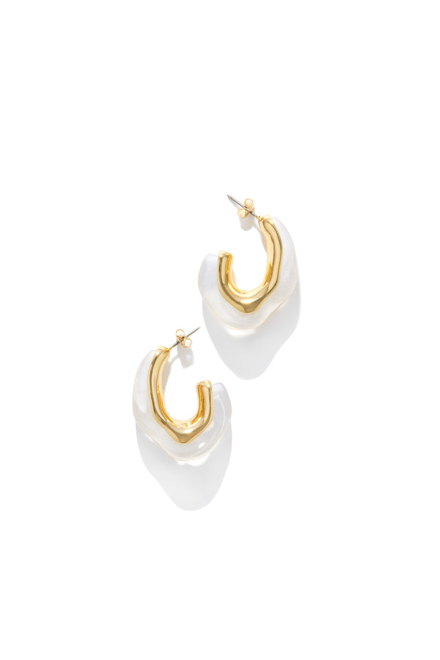 Load image into Gallery viewer, Clear and Gold Hoop Earrings
