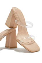 Load image into Gallery viewer, Yesenia Block Mid Heel Mules - Clear
