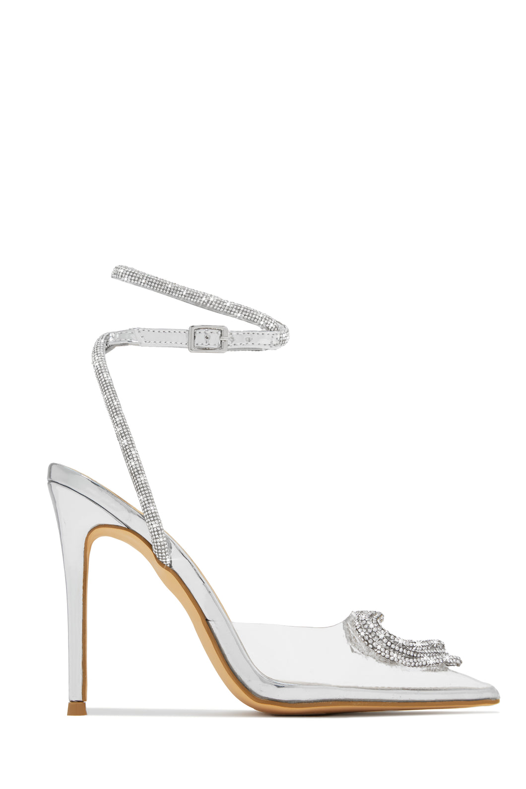 All For Love Heart Embellished High Heels - Silver