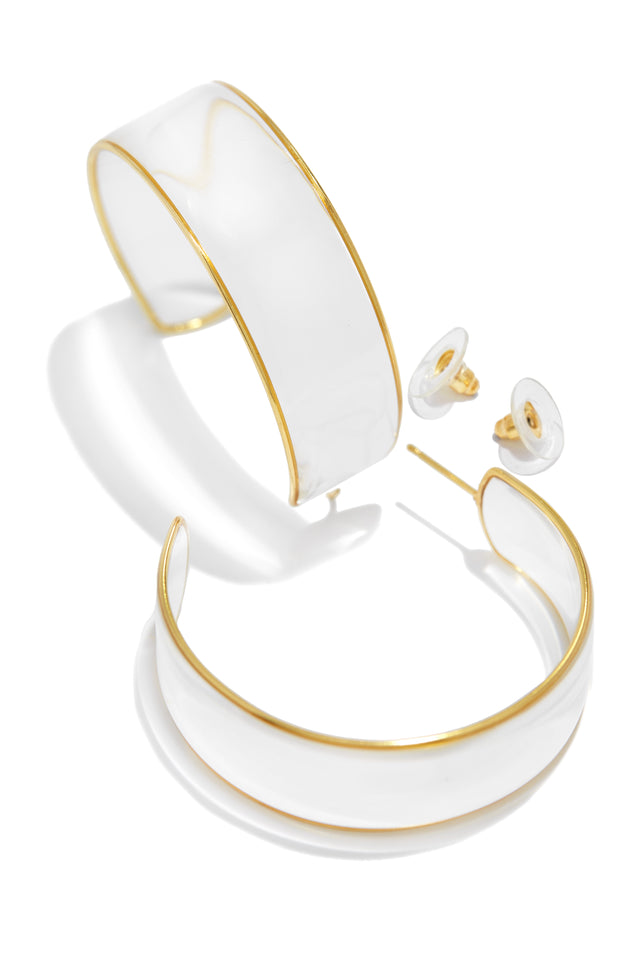 Load image into Gallery viewer, Clear and Gold-Tone Hoop Earring
