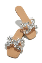 Load image into Gallery viewer, Nude Slip On Sandals with Clear Embellished Strap
