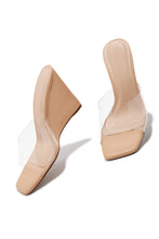 Load image into Gallery viewer, Izzie Slip On Wedge Mule Heels - Clear
