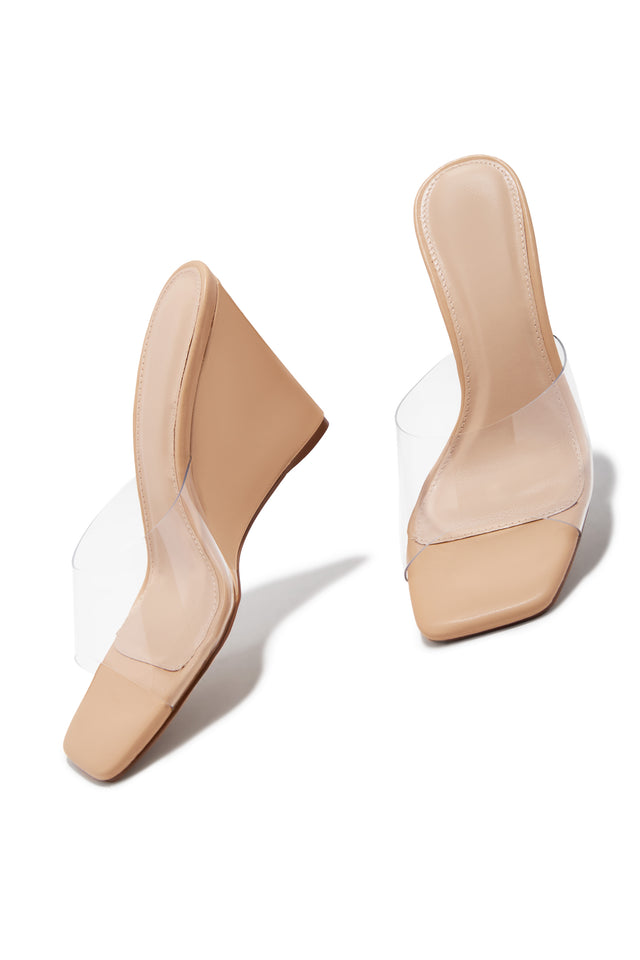 Load image into Gallery viewer, Izzie Slip On Wedge Mule Heels - Clear
