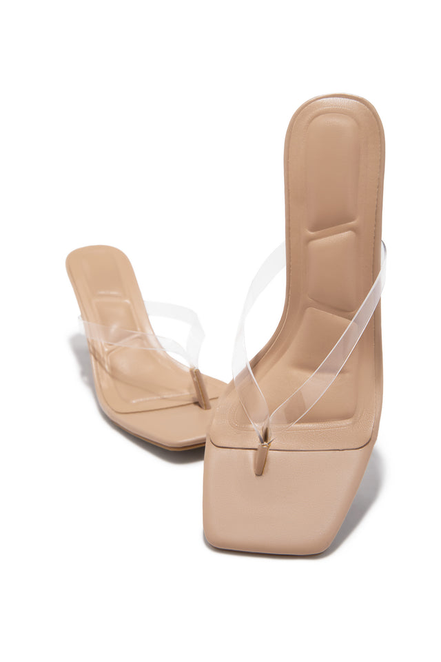 Angelie Mid Heel Mules - Clear