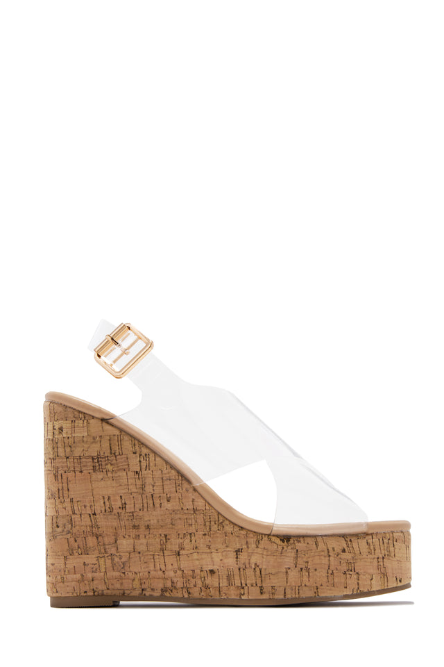 Load image into Gallery viewer, Daphney Cork Platform Wedges - Clear
