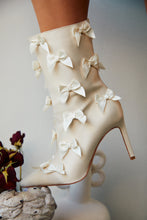 Load image into Gallery viewer, Coquette Bow Tie Ankle Boots - Cream
