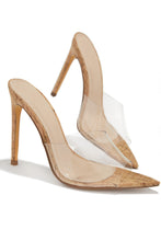 Load image into Gallery viewer, Ionic Clear Strap High Heel Mules - Cork
