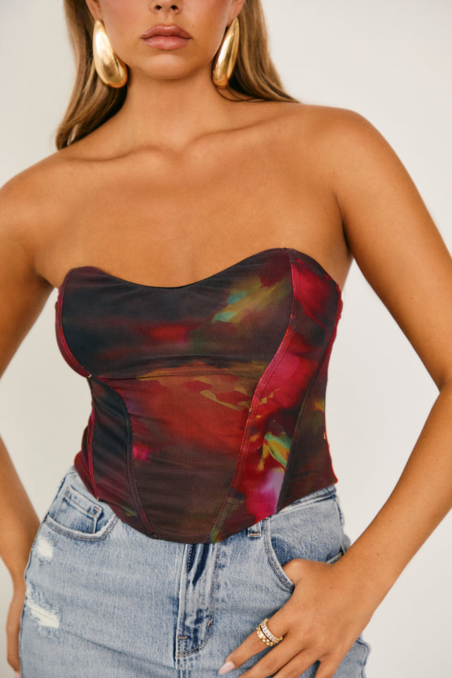 Load image into Gallery viewer, Red and Black Corset Top

