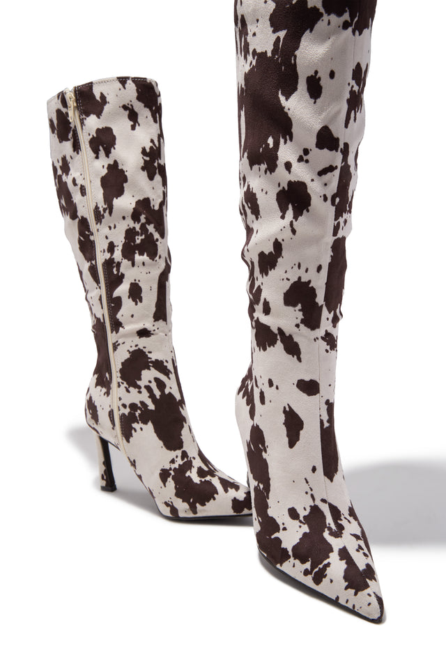 Load image into Gallery viewer, Kymmie Below The Knee Heel Boots - Cow

