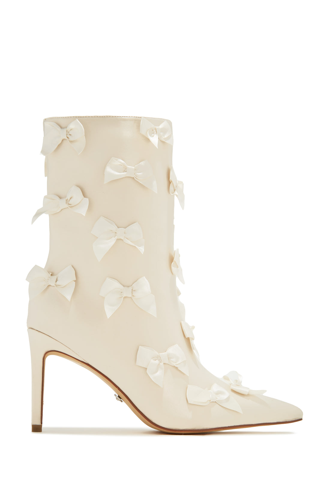 Coquette Bow Tie Ankle Boots - Cream