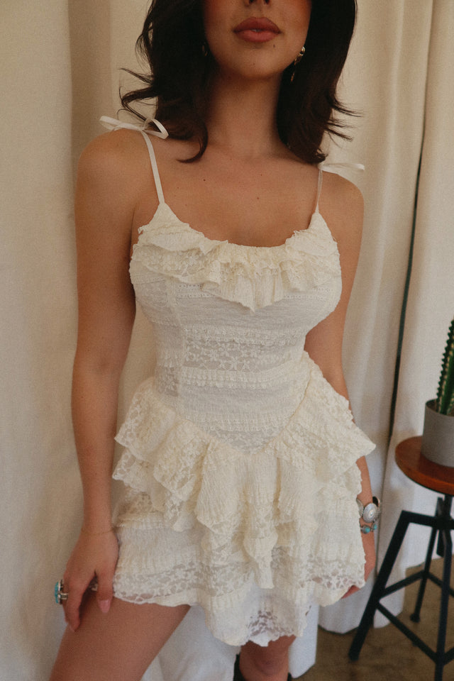 Load image into Gallery viewer, Kate Ruffle Mini Dress - Ivory
