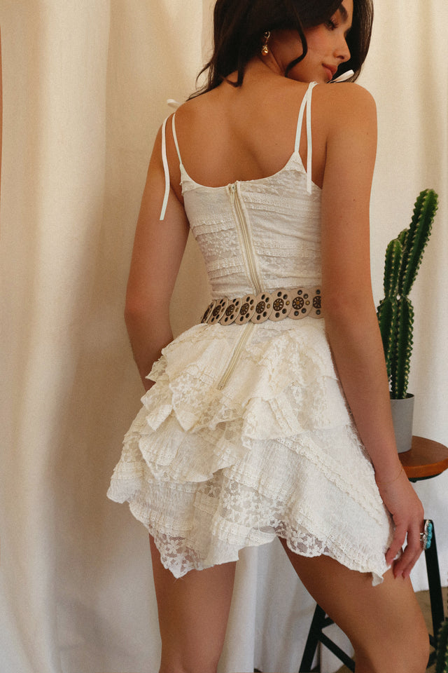 Load image into Gallery viewer, Kate Ruffle Mini Dress - Ivory
