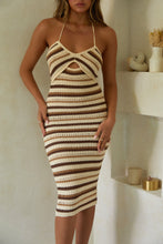 Load image into Gallery viewer, Brown Striped Midi Dress
