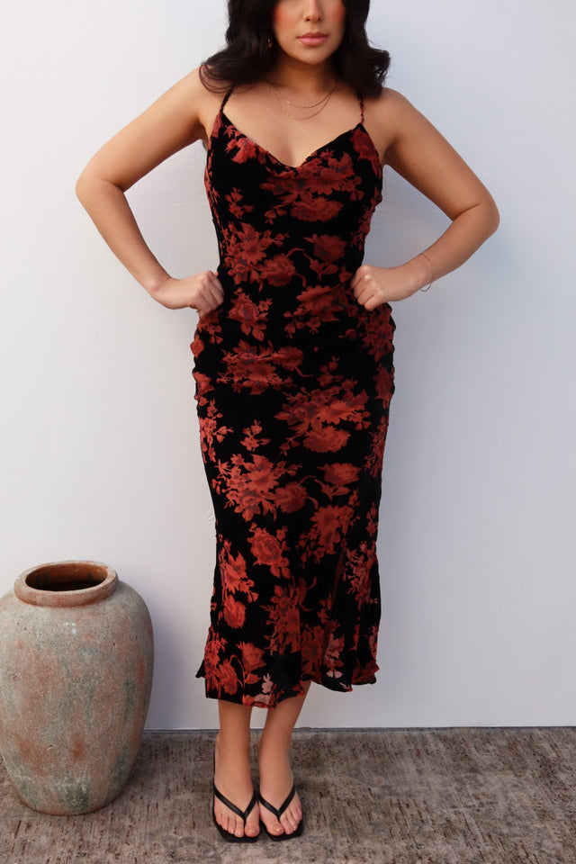 Load image into Gallery viewer, Delilah Midi Dress - Black Floral
