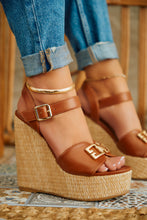Load image into Gallery viewer, Deliyana Platform Wedge Heels - Tan
