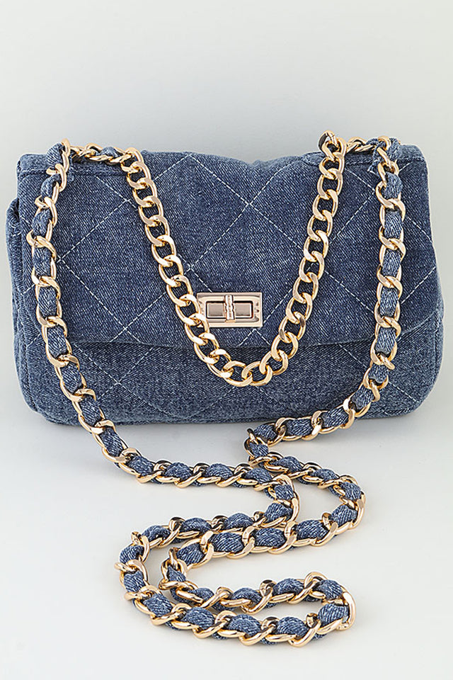 Load image into Gallery viewer, Britney Quilted Denim Crossbody Bag - Denim
