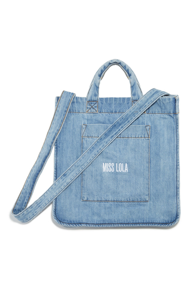 Load image into Gallery viewer, Denim Crossbody Tote Bag
