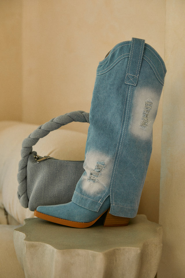 Load image into Gallery viewer, Western Style Denim Boot
