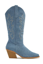 Load image into Gallery viewer, Denim Pointed Toe Boots
