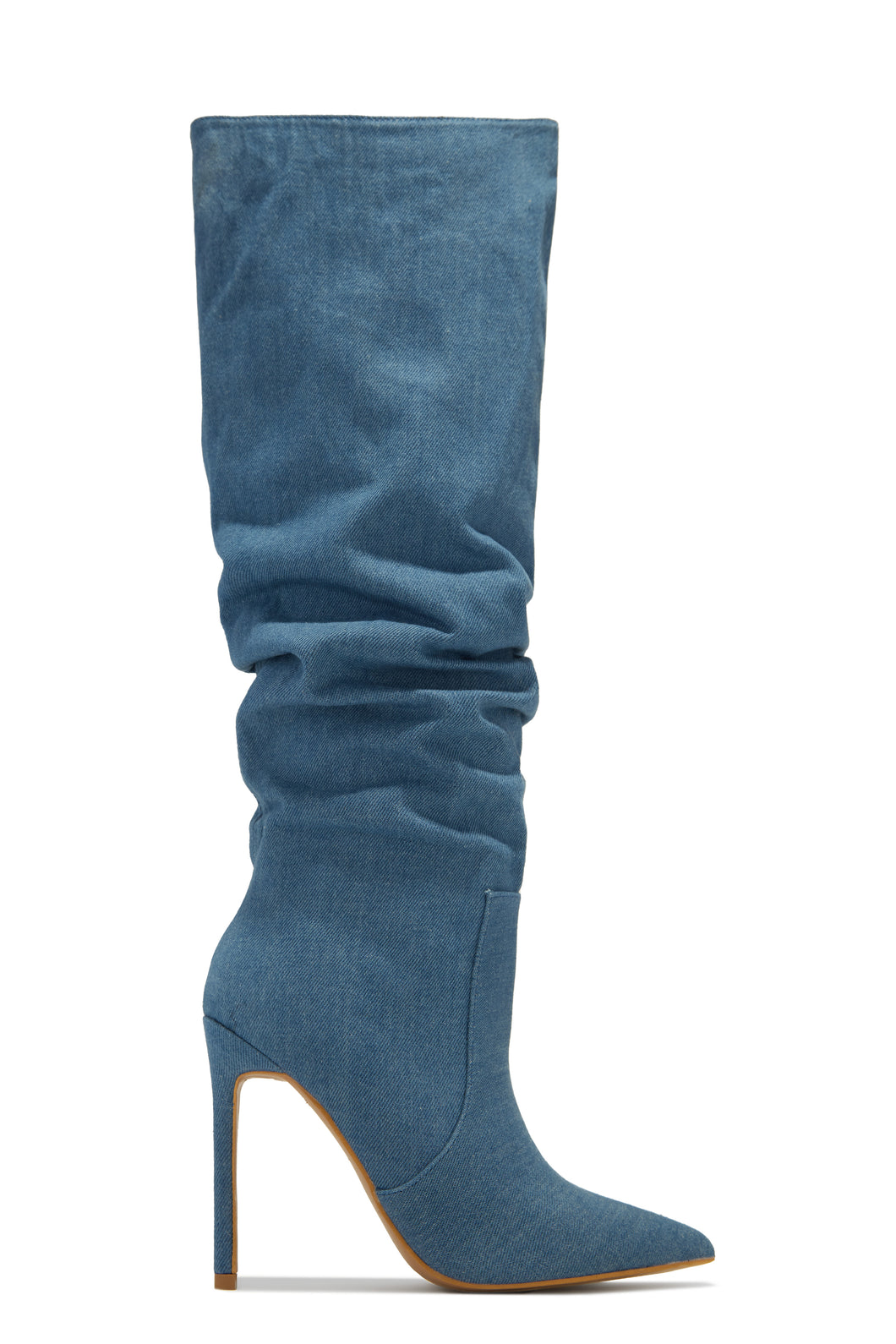 Denim high heel boots discount