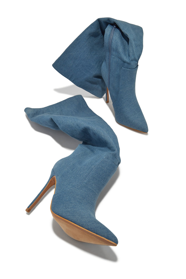 Miss Lola | Keep My Cool Denim High Heel Boots – MISS LOLA