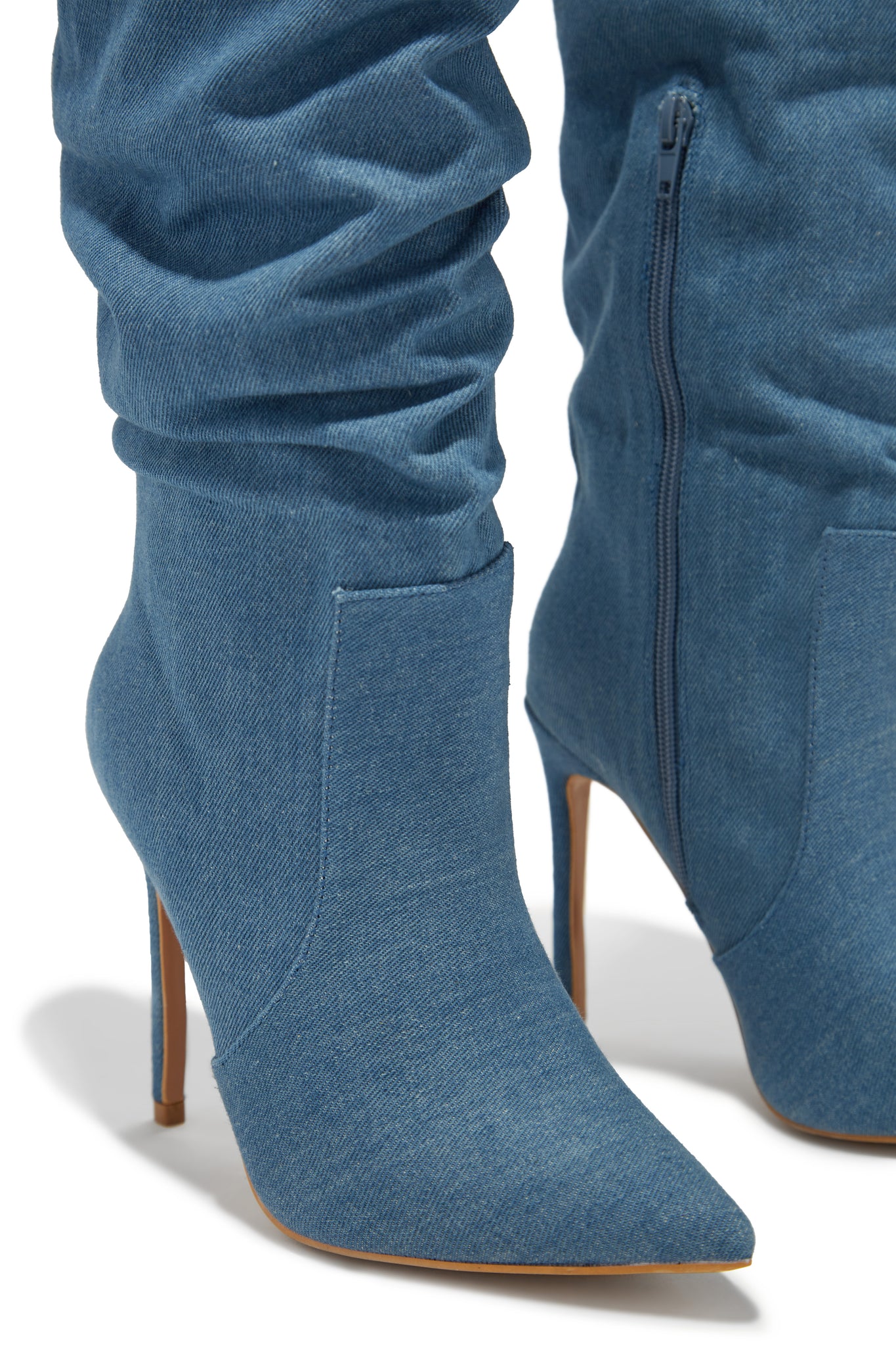 Miss Lola | Keep My Cool Denim High Heel Boots – MISS LOLA