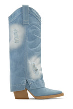 Load image into Gallery viewer, Denim Distressed Western Boot

