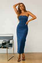 Load image into Gallery viewer, Strapless Denim Maxi Dress
