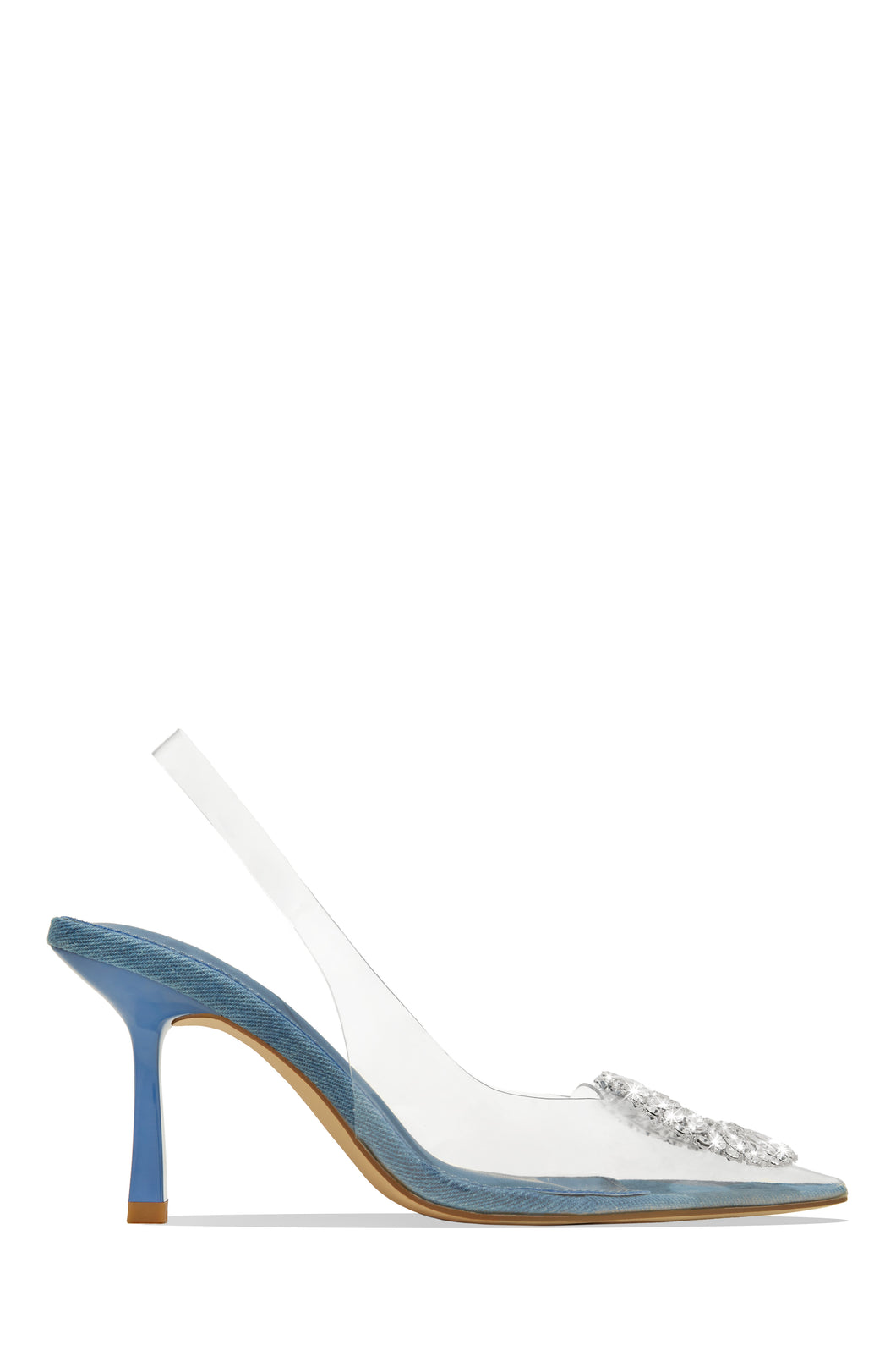 Elyza Embellished Slingback Heel Pumps - Denim