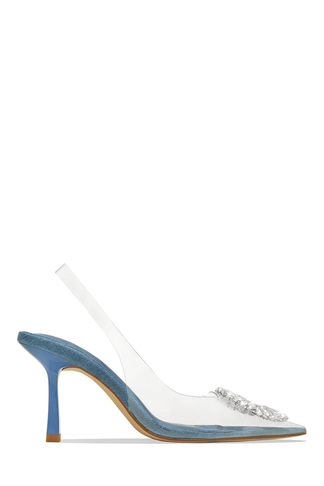 Load image into Gallery viewer, Elyza Embellished Slingback Heel Pumps - Denim
