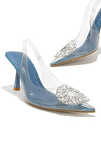 Load image into Gallery viewer, Elyza Embellished Slingback Heel Pumps - Denim
