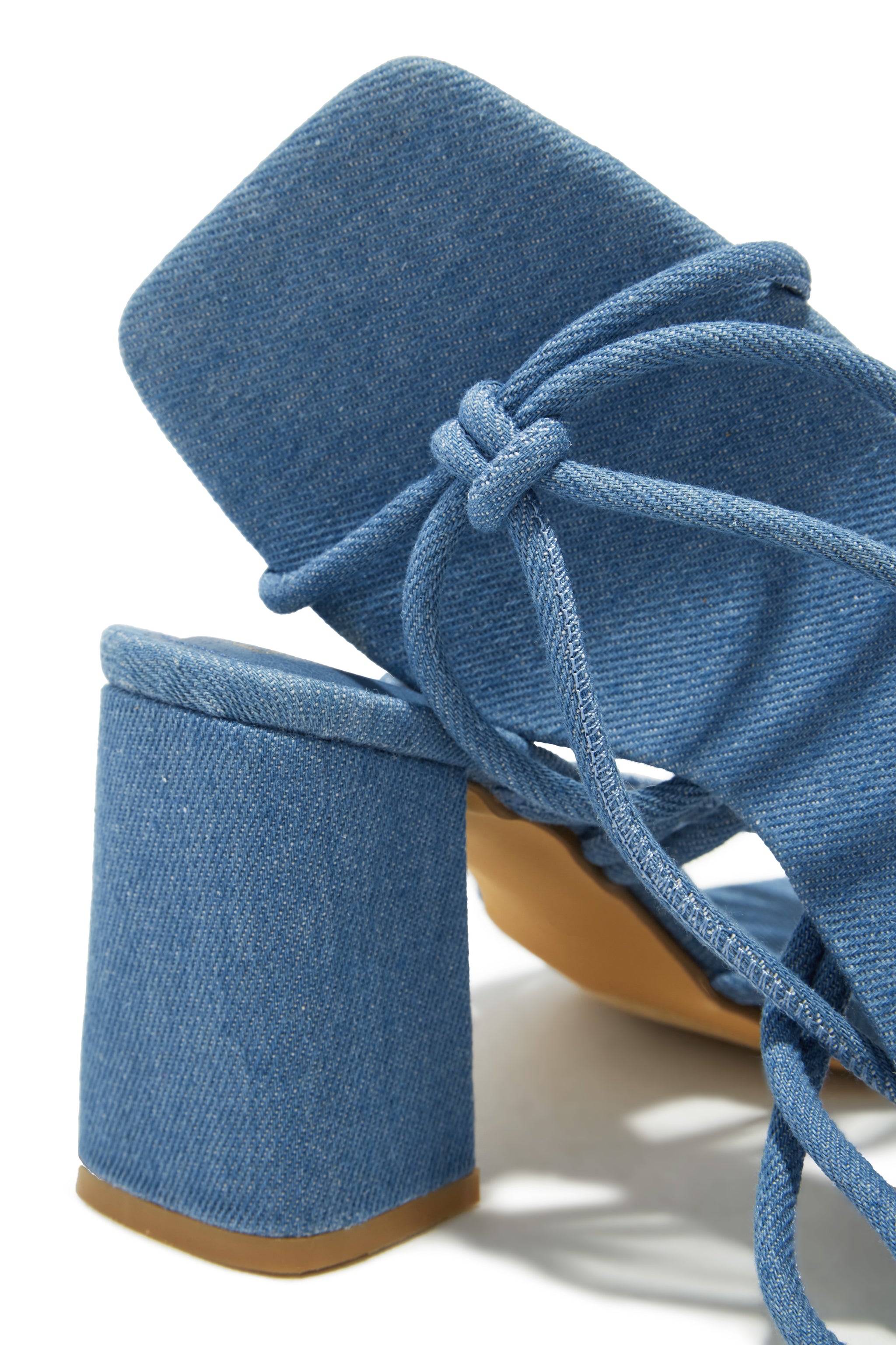 Miss Lola | Zavey Denim Lace Up Block Heels – MISS LOLA
