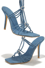 Load image into Gallery viewer, Lovestruck Embellished Strappy High Heels - Denim
